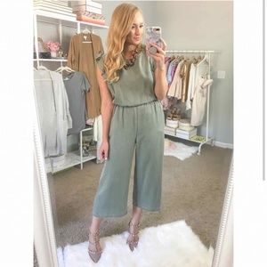**NEW** Olive Green Jumpsuit with flutter sleeve